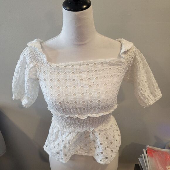 Suboo Revolve Eyelet White Crop Top Size US 2 - Picture 1 of 8